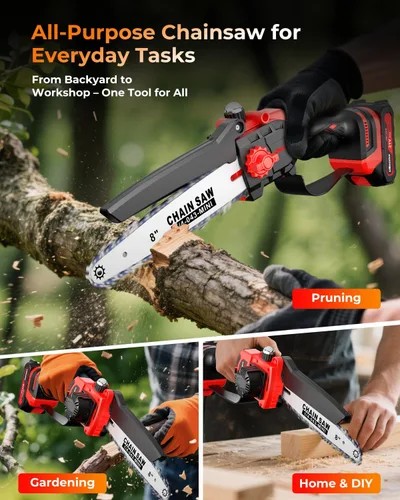Vista 8 de UBeesize Mini motosierra inalámbrica de 8 pulgadas Tiempo de funcionamiento más largo Motor sin escobillas Diseño de mango ergonómico Fácil