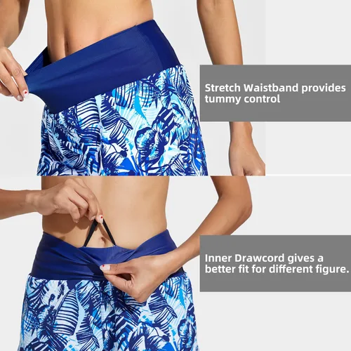 Vista 2 de Cagola Swim Board Shorts Women 7" High Waisted Bathing Suit Shorts Tummy Control Swimwear Bottoms UPF 50+ Pockets