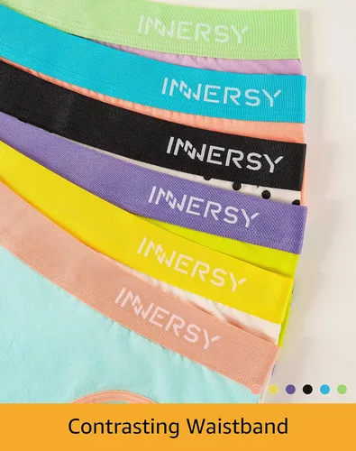 Vista 2 de INNERSY Ropa interior para niñas grandes de 8 a 16 años de edad, calzoncillos de algodón sin cuñas, paquete de 6