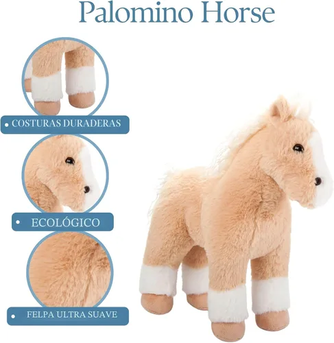 Vista 4 de The Petting Zoo Peluche de caballo Palamino de pie, regalos para niños, animales salvajes de corral Onez, juguete de peluche de caballo Palamino, 12