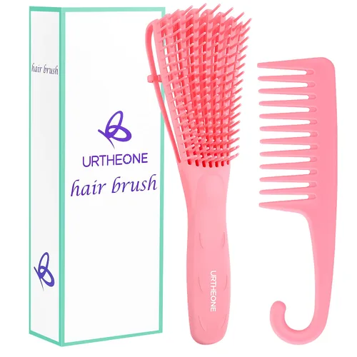 Vista 10 de Cepillo desenredante para el cabello, cepillo desenredante para adultos y niños, juego de peines para cabello rizado, ensortijado, afro y ondulado