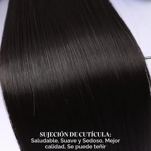 Vista 2 de Extensiones de cabello liso negro natural, extensiones de cabello con clip, extensiones de cabello suave para mujer, 20 pulgadas, extensiones de 2#