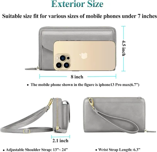 Vista 4 de Peacocktion Cartera para mujer con RFID, cartera cruzada de gran capacidad, 2 correas