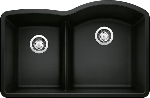 Vista 10 de BLANCO, Anthracite 441598 DIAMOND SILGRANIT 40/60 - Fregadero de cocina con doble cuenco con división baja, 32 x 21 pulgadas