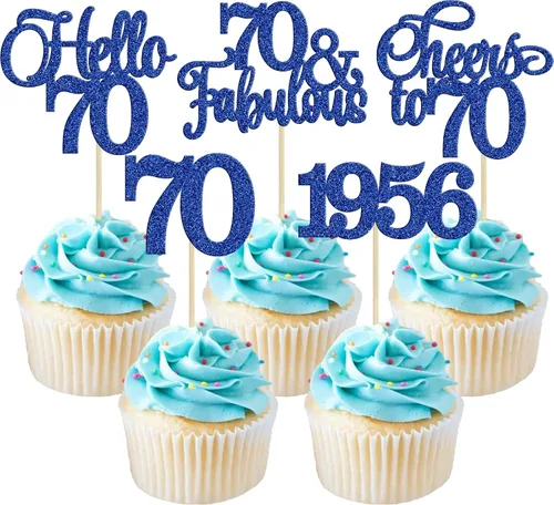 Vista 69 de Gyufise Paquete de 24 adornos negros para cupcakes de 10.º cumpleaños con purpurina negra 10 Ten Hello 10 Dights dobles desde 2015 para decoraciones