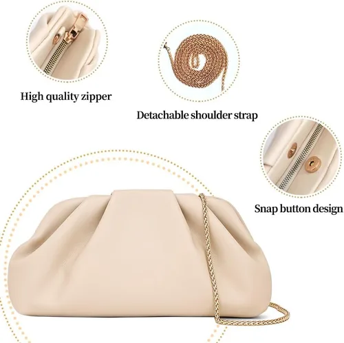 Vista 3 de Bolso de mano para mujer, bolso de noche pequeño con cadena de metal extraíble