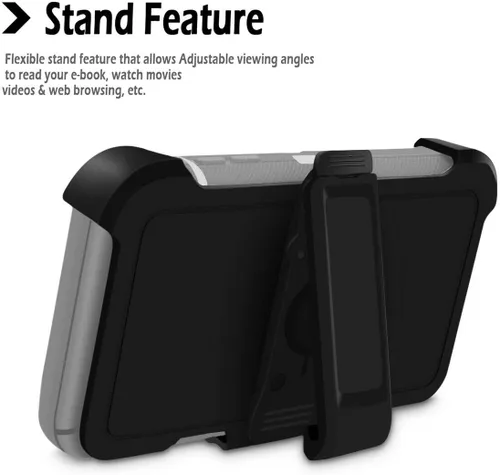 Vista 4 de Funda protectora híbrida a prueba de golpes, diseño de doble capa, cubierta dura compatible con 11 Pro Max (clip+negro-gris)