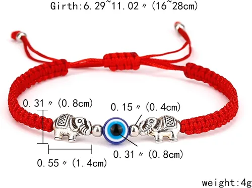Vista 2 de Gmai Pulseras con dije de la suerte de ojo malvado, tobillera de cuerda roja, hilo trenzado, amuleto trenzado, familia, pareja, amistad, ajustable