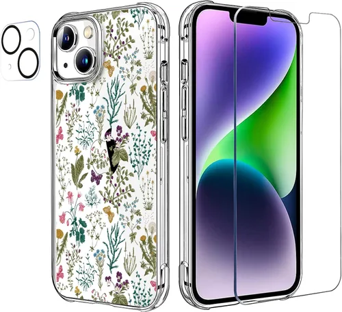 Vista 72 de Funda transparente de girasol compatible con iPhone SE 2022 SE 2020 7 8, funda trasera floral para niñas y mujeres, funda protectora transparente