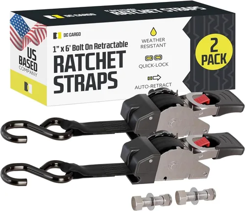 Vista 14 de DC Cargo Mall Correas de trinquete retráctiles - Opciones de montaje E-Track y atornilladas (paquete de 2) 1 pulgada x 6 pies - 4,000 libras