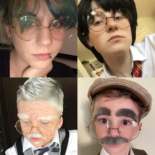 Vista 5 de Juego de 3 gafas redondas grandes con marco de metal de 2 pulgadas, lentes circulares livianas para mujeres y hombres (transparente), Claro