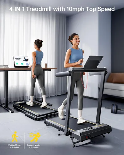 Vista 11 de Walking Pad Treadmill with 12% Incline, 4 in 1 Folding Treadmill for Home/Office with Handle Bar, 2.5HP Under Desk Treadmills Portable Walking Pad