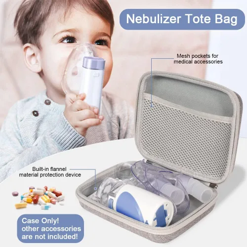 Vista 3 de Fukumi Estuche de transporte portátil para nebulizador, bolsa médica de viaje duro para espaciador de inhaladores, máscaras, accesorios para asma