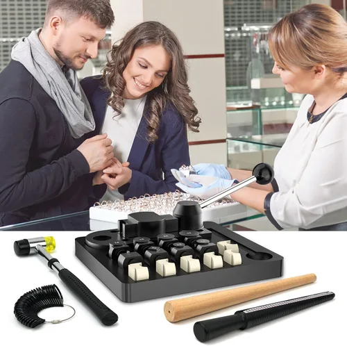 Vista 7 de JAZORR Herramienta de Doblado de Anillos, Doblador de Anillos con Troqueles de Nylon, Herramienta para Hacer Anillos, Herramienta de Medición