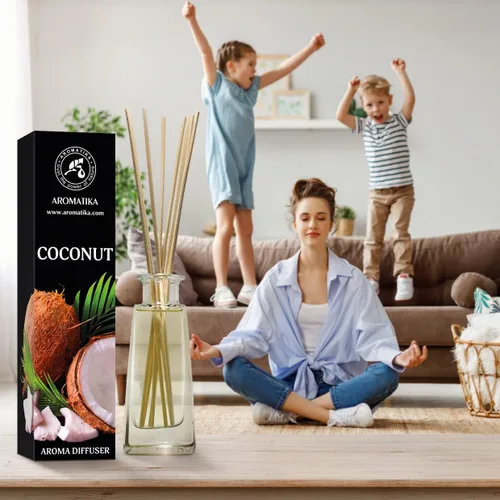 Vista 8 de Difusor de aroma de coco de 3.4 onzas líquidas (3.4 fl oz), difusor de junco, fragancia para habitación, fragancia para el hogar, ambientador