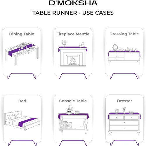 Vista 5 de Easy Linen™ by D'Moksha - Camino de mesa negro de 72 pulgadas de largo, resistente a las arrugas, lavable a máquina, 14 x 72 pulgadas para cómoda
