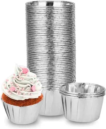 Vista 8 de Copas de papel de aluminio para cupcakes, 50 piezas desechables Ramekin MuffinBaking Tazas pequeñas tazas de aluminio para cupcakes Ramekin Holder