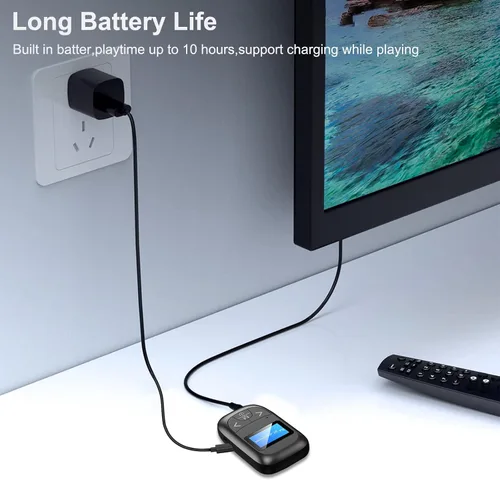 Vista 6 de Receptor transmisor Bluetooth 5.0 para TV a auriculares inalámbricos, adaptador Bluetooth para TV/vuelo de viaje, aerolínea, gimnasio, micrófono