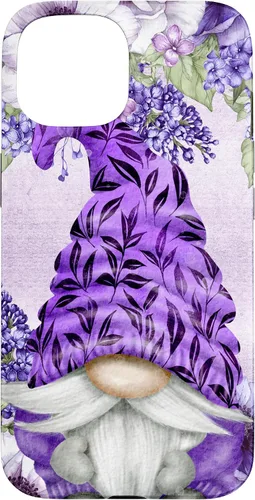Vista 6 de Funda estética para iPhone 16 con diseño de anémonas de gnomo morado y lavanda