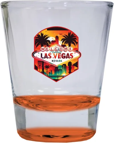 Vista 4 de Las Vegas Nevada Design A Souvenir - Vaso de chupito redondo de 1.5 onzas, color azul, paquete de 2