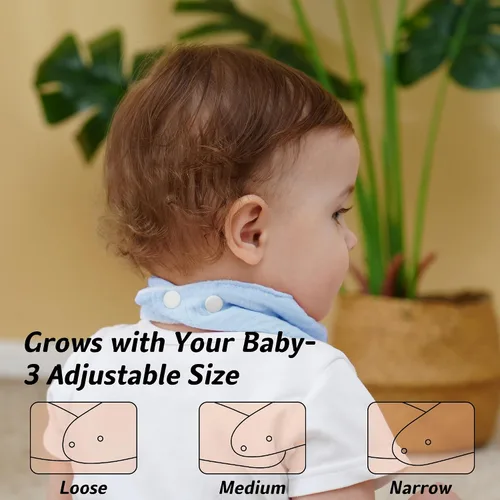 Vista 4 de Baberos de muselina para bebé, baberos de bandana para babeo para bebés niñas y niños, recién nacidos, niños pequeños, babeo y dentición