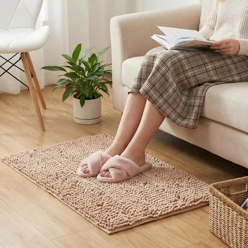 Vista 7 de Juego de 6 alfombras de baño de felpilla antideslizantes, alfombras de baño de felpa suave, absorbentes, juego de alfombras de baño peludas