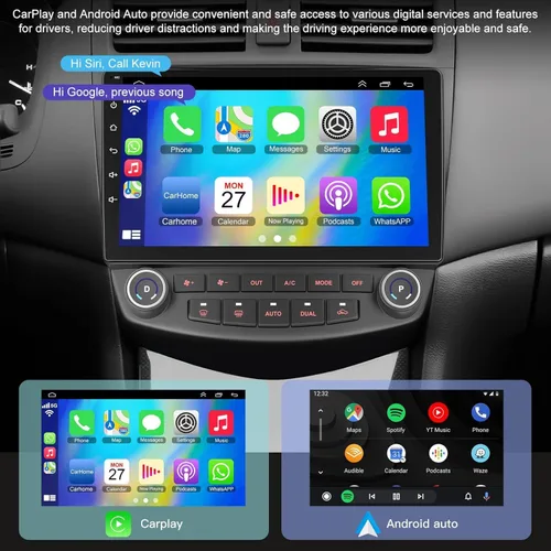 Vista 3 de [8 núcleos +64 GB] Radio de coche para Honda Accord 2003 2004 2005 2006 2007, 10.1 pies QLED pantalla táctil compatible con CarPlay inalámbrico