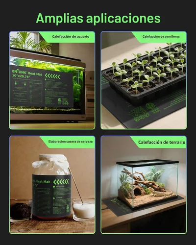 Vista 8 de BN-LINK Juego combinado de tapete térmico de plántulas con controlador de termostato, tapete calefactor de plantas de 10 x 20.75 pulgadas
