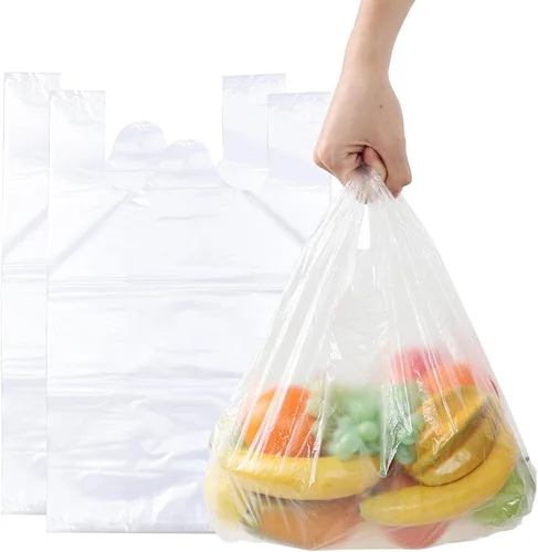 Vista 2 de 1000 bolsas de plástico transparente de la camiseta de las cuentas, bolsos plásticos manejados de la camiseta