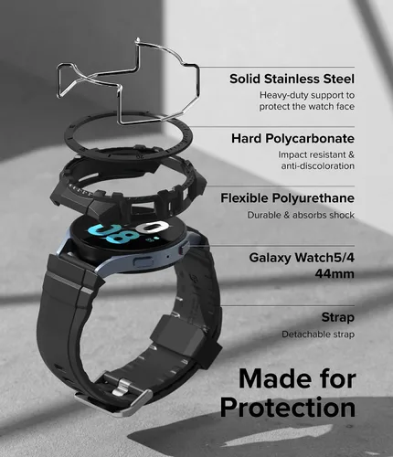 Vista 4 de Ringke Fusion-X Guard [correa + funda] compatible con Samsung Galaxy Watch 5/4 de 1.732 in con correa, resistente a los golpes, funda resistente a