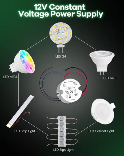 Vista 7 de Controlador de fuente de alimentación LED de 12 V, transformador de voltaje constante impermeable IP67, convertidor de 120 VCA a 12 V CC para tiras