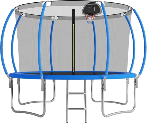 Vista 19 de Trampoline with Net 10FT 12FT 14FT ASTM Approved 500LBS Negro-3