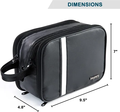 Vista 4 de BAGSPRITE Neceser para Hombres y Mujeres, Bolsa de Viaje con Gancho para Colgar, Bolsa de Cosméticos Resistente al Agua, Organizador de Kit de Negro
