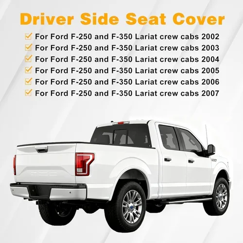 Vista 6 de Fundas de asiento inferiores del lado del conductor de cuero de microfibra gris aptas para F250 F350 F450 F550 Super Duty, Lariat XL, FX4 y XLT