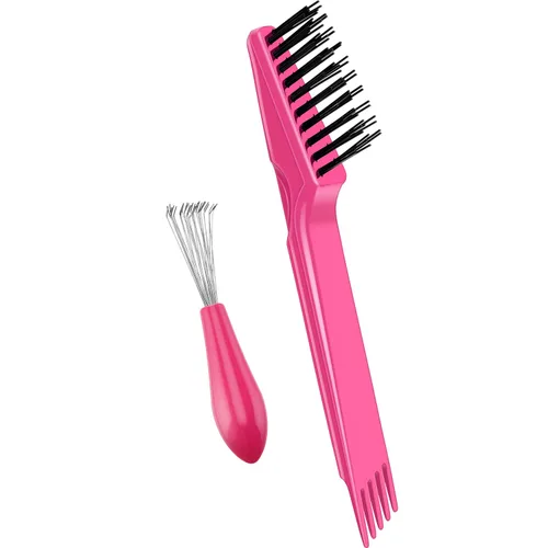 Vista 8 de Boao Juego de 2 piezas de herramienta de limpieza de cepillo de cabello, mini removedor de suciedad de cepillo de cabello con rastrillo de alambre
