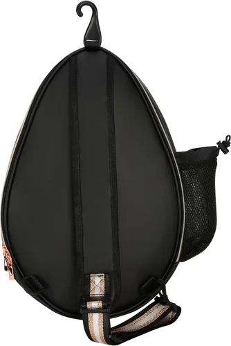 Vista 4 de Mochila de Tenis Cruzada de un Hombro de PU Blanco para Niñas, Bolsa de Tenis, Bolsa Bandolera para Raqueta de Tenis para Mujeres, con Portabotellas