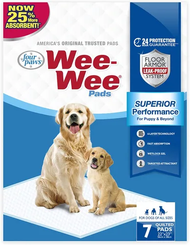 Vista 10 de Four Paws Wee-Wee - Almohadillas de orina sin perfume de rendimiento superior para perros y cachorros, acolchados a prueba de fugas para perros
