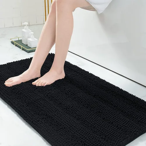 Vista 215 de Grandaily Alfombras de baño de felpilla a rayas de 24 x 16 pulgadas, extra gruesas y suaves, absorbentes, parte trasera de goma, alfombra de ducha