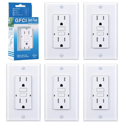 Vista 12 de 3GRACE - Salida GFCI de 15 amperios, receptáculo GFI resistente a manipulaciones con indicador LED, interruptor de circuito de fallo a tierra