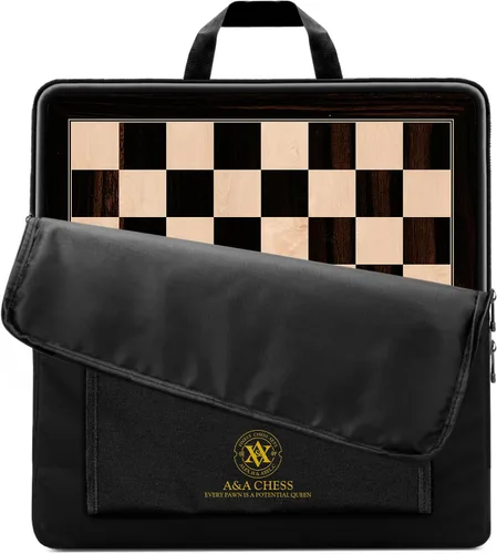 Vista 7 de A&A Tablero de ajedrez profesional de madera de 17.25 pulgadas con bolsa de almacenamiento, madera de ébano e incrustaciones de arce, cuadrados