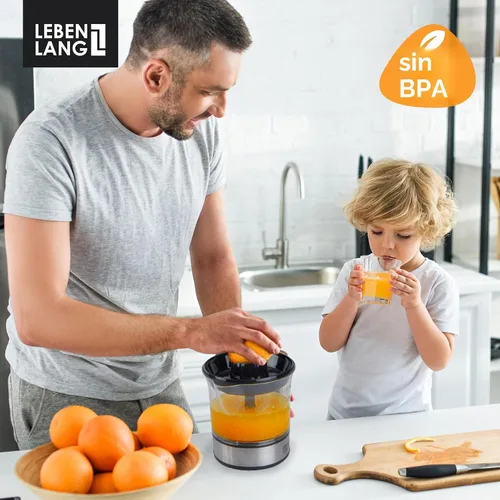 Vista 6 de LEBENLANG Exprimidor de cítricos eléctrico - 2 conos y libre de BPA Alto rendimiento de jugo y gran volumen Exprimidor de jugo de naranja