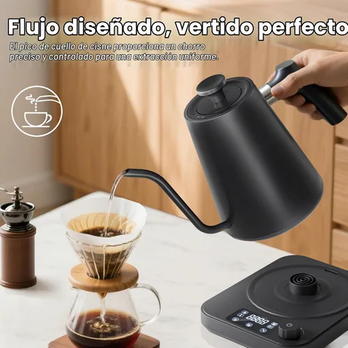 Vista 6 de Hervidor eléctrico de cuello de cisne, control de precisión de ±1 °F, ajuste de altitud inteligente, mantiene el calor 24 horas, memoria automática