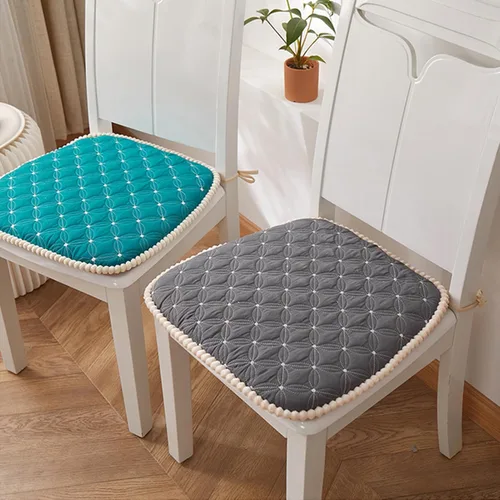 Vista 7 de Cojín para silla con lazos para sillas de comedor, almohadillas de espuma viscoelástica texturizadas suaves y cómodas para sillas de cocina con Azul