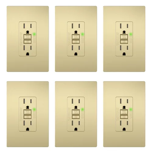 Vista 18 de LIDER GFCI Outlet 15Amp, autocomprobación resistente a manipulaciones Dorado