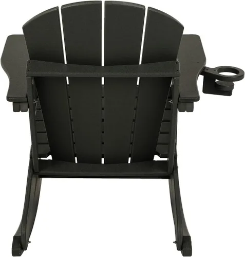 Vista 4 de Adirondack - Silla mecedora para patio al aire libre, sillas Adirondack de plástico HDPE resistente a la intemperie, silla de césped para porche