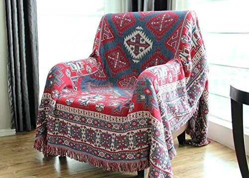 Vista 2 de LELVA Manta tejida de hilo bohemio para sofá, manta multiusos (51 x 70 pulgadas)