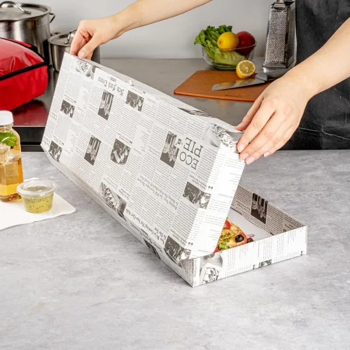 Vista 61 de Restaurantware - Cajas para pizza, 50 unidades, 14 x 7 x 1.5 pulgadas, embalaje de papel de cartón corrugado con bloqueo de pestañas, resistente a