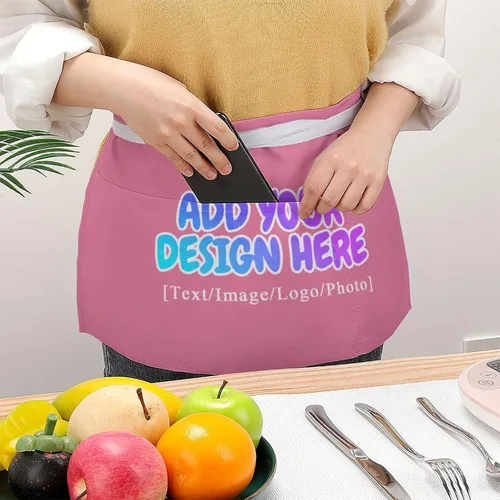 Vista 131 de AXKEUDO Delantal personalizado con bolsillos, delantales de cintura para camarera para cocinar en casa, restaurante, servir trabajo
