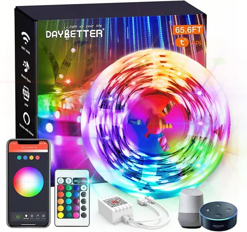Vista 11 de DAYBETTER - Luces LED inteligentes con WiFi, controladas por la aplicación Tuya, funcionan con Alexa y Google Assistant, programación