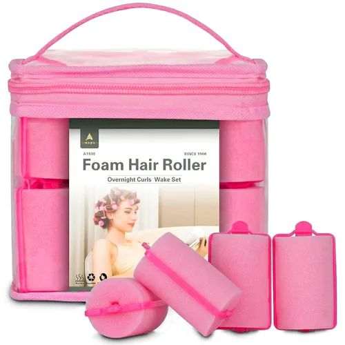 Vista 11 de 60 Piezas Rodillos de Espuma para Cabello - Rizadores Suaves para Dormir para Peinado del Cabello (0.59 pulgadas, Rosa)